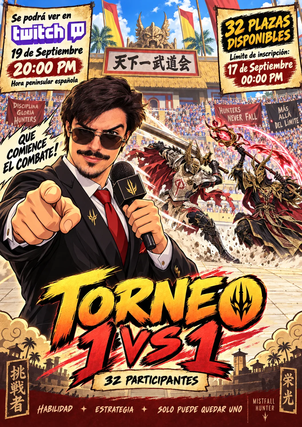 Cartel del evento: 1ª Edición del Torneo de Poder de Mistfall Hunter